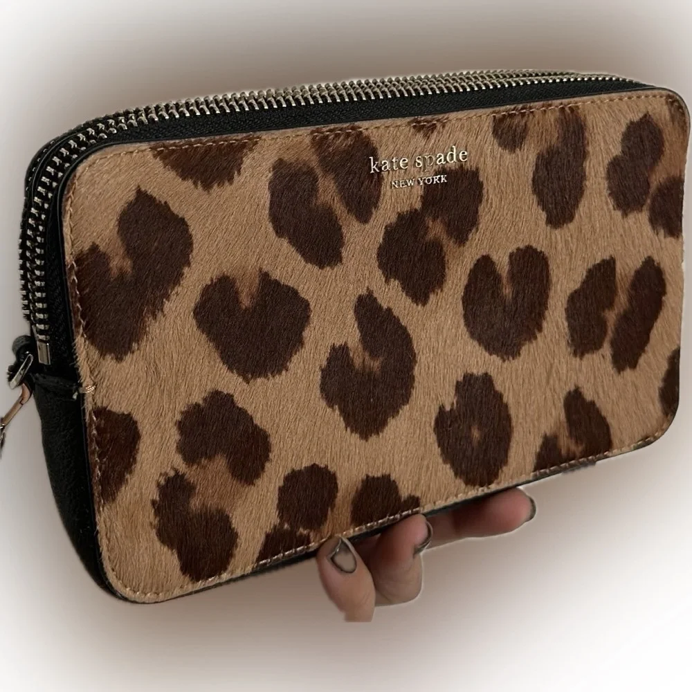 KATE SPADE Margaux Leopard Haircalf Small DoubleZip Convertible Crossbody
🚫strap - Picture 8 of 9